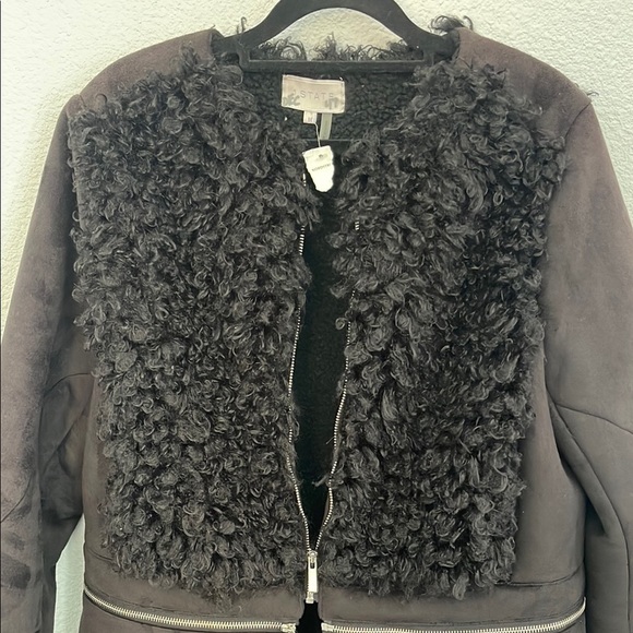 1. State Black, Teddy Jacket Fuzzy Texture, Medium, 2 in 1 Convertible Coat - Picture 3 of 16